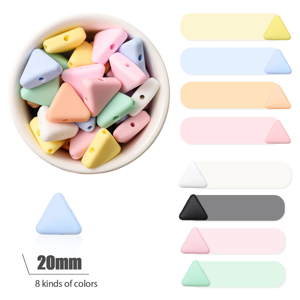 

20pcs 20mm Silicone Triangle Beads Baby Teether Newborn Bpa Free Silicone Beads Teething Diy Pacifier Chain Bracelet Accessories