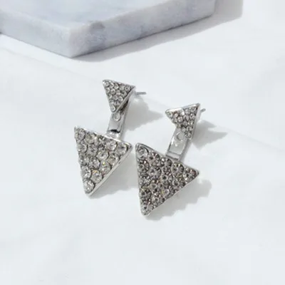 Design 14-silver Новые Креативные лаконичные серьги-гвоздики золотые серебряные геометрические личности дикие простые серьги-гвоздики женские цена 24 стиля - Окраска металла: Design 14-silver