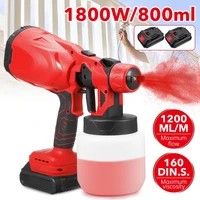 1800w 800ml cordless electric spray gun flow control household airbrush paint sprayer power disinfection for makita 18v battery