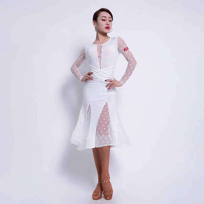 Женское платье для латинских танцев танго сальса ча Самба Румба одежда бальных с