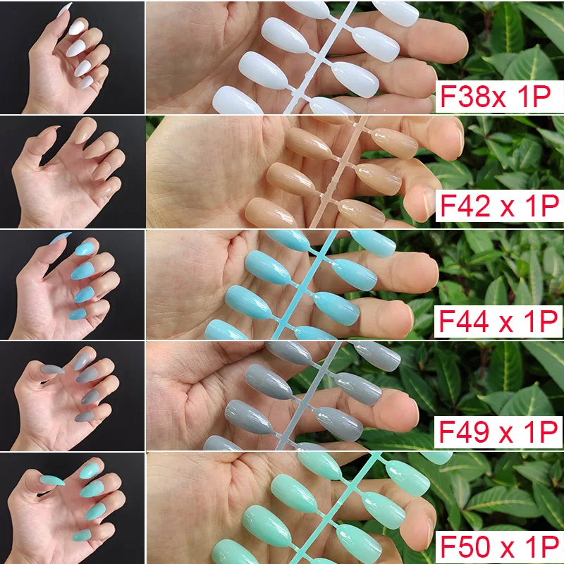 F10-5PCs Mix Colors 18 смешанных цветов короткие круглые кончики для Ногтей Полное покрытие накладные кончики для Ногтей пресс на поддельные ногти яркие цвета - Цвет: F10-5PCs Mix Colors