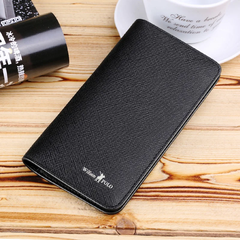 Мужской бумажник из натуральной кожи WILLIAMPOLO ультратонкий короткий кошелек
