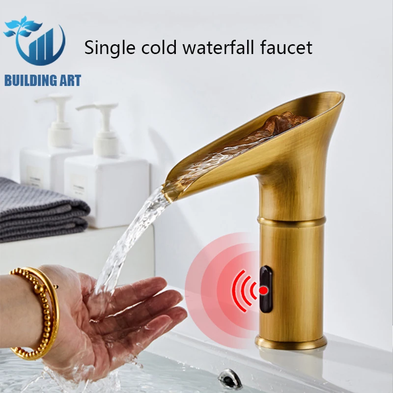 

Смеситель для раковины с черным датчиком, Электрический кран для раковины в ванную комнату, для холодной воды