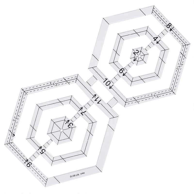 Линейка MIUSIE из акриловой ткани с двойным шестиугольником для лоскутного шитья |