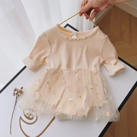 newborn baby girls clothes lace bodysuit tiered flower tutu cotton long sleeve patchwork casual outfits 0 18m