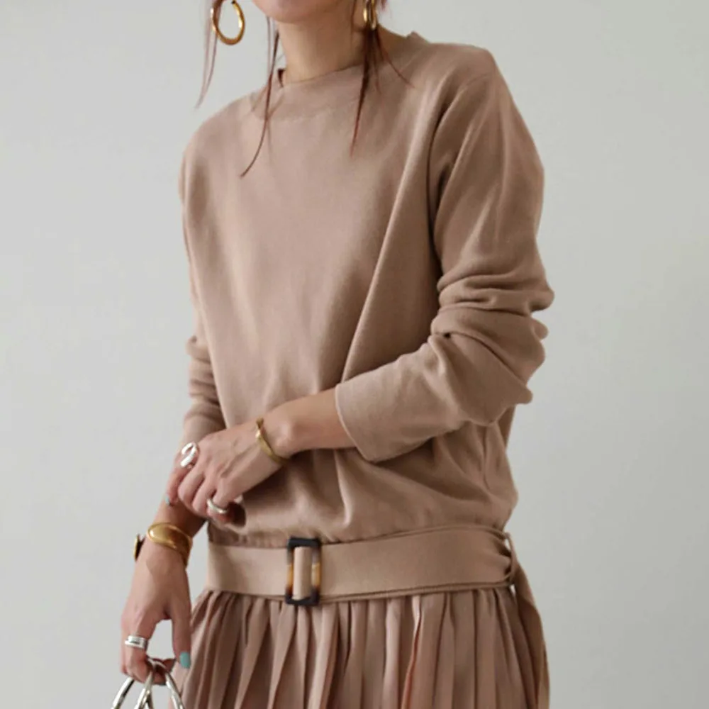 

Women Knit Dress Long Sleeve Female Spring Sweater Long Dress 2021 Solid Color Elegant Fashion Elegant For Party Street Shot