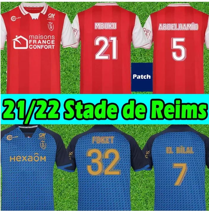 

21/22 Stade de Reims Soccer Jerseys CAFARO KONAN DIA FOKET CHAVALERIN ZENELI Men Kids shirts Maillot de Foot 2021 2022 Hommes enfants shirt football Uniforms top