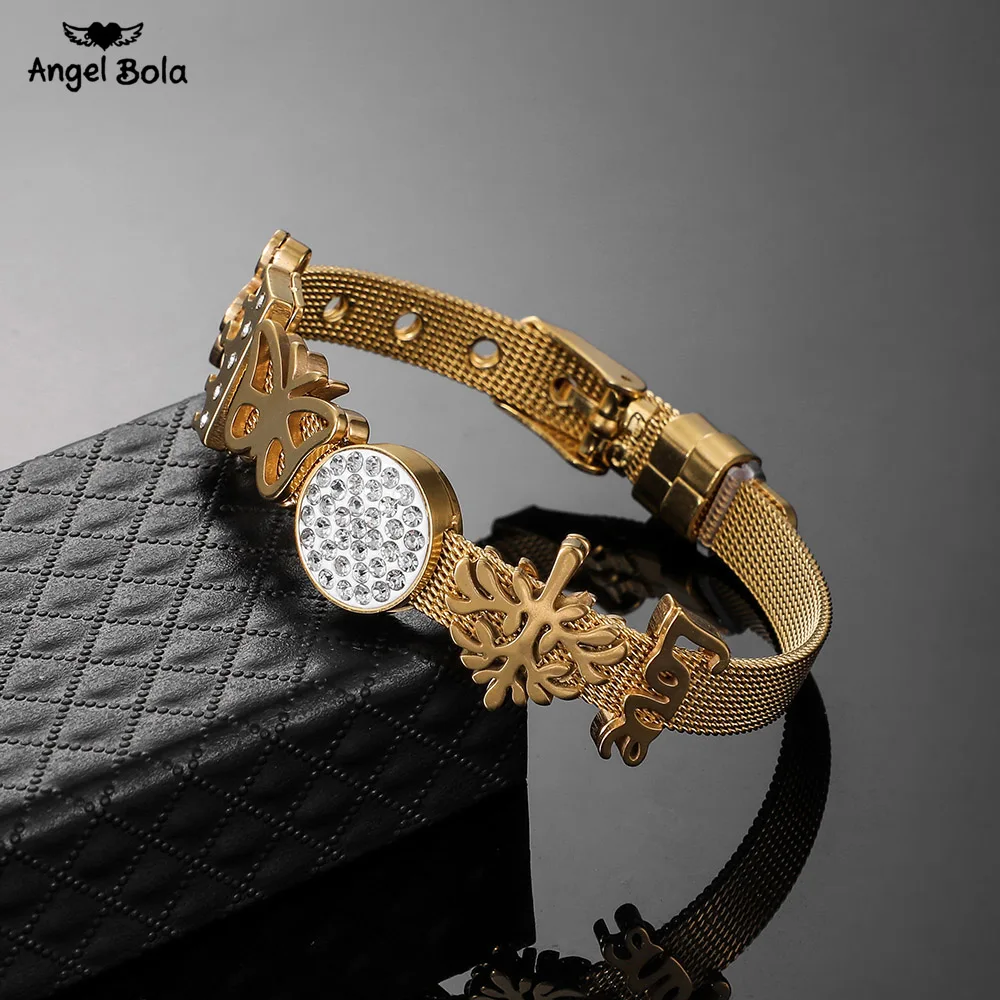 Хранитель серии Simple Letters с чистый CZ сетка из нержавеющей стали браслет для женщин