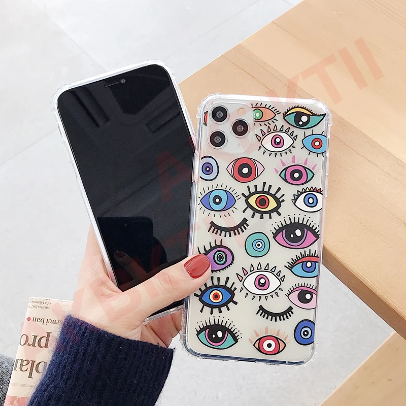 Милый прозрачный персональный глаз анти-падение пары чехол для телефона Iphone 11 pro