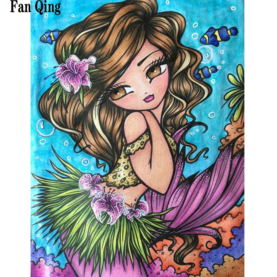 

Набор для алмазной вышивки 5D, милая мозаика для девочек, мультяшная принцесса, полноразмерная круглая квадратная алмазная живопись, детски...