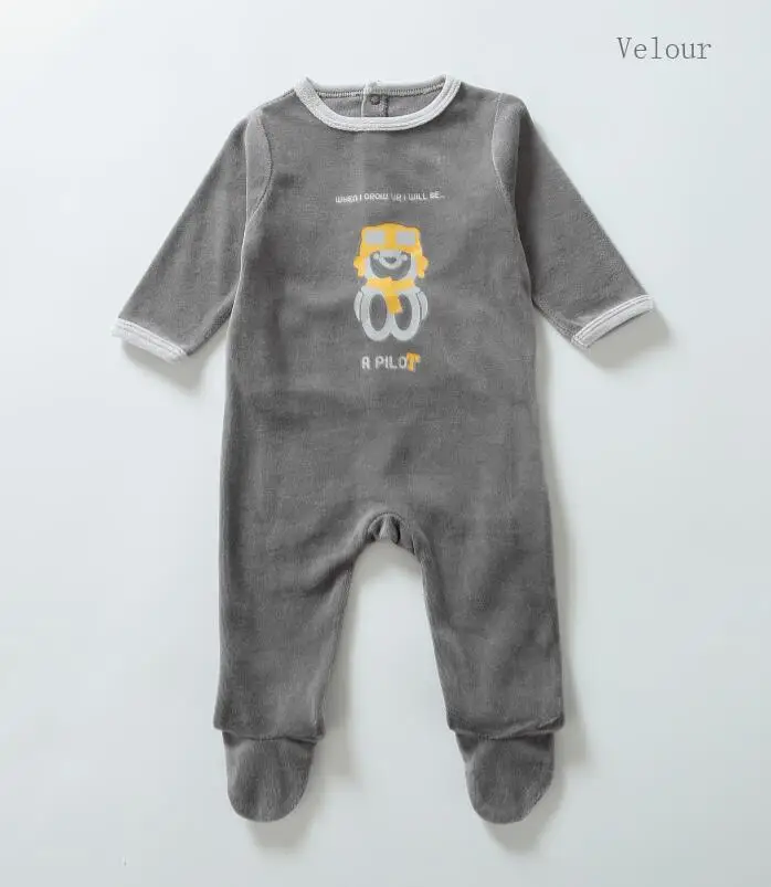 grey velour Боди для малышей; пижамы; детская одежда с длинными рукавами; одежда для детей; комбинезоны для новорожденных; Одежда для мальчиков и девочек; Детский комбинезон - Цвет: grey velour