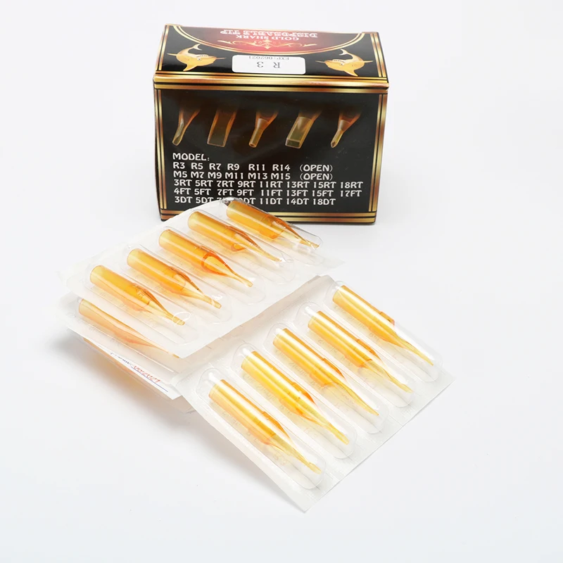 100 шт. одноразовые тату-наконечники золотого цвета 5 7 9 11 13 15 футов плоские