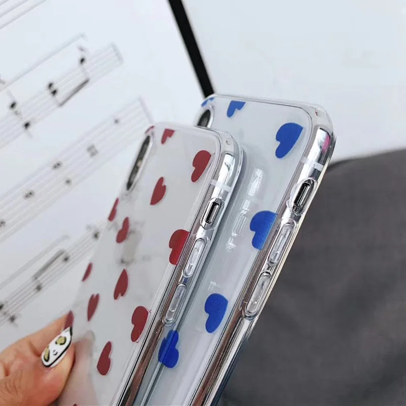Lovebay Love Heart для iPhone 6, 6 s, 7, 8 Plus, X, XR, XS Max, 11 Pro, Max, 5, 5S, SE, чехол для телефона с волнистыми точками, прозрачный мягкий ТПУ для iPhone X