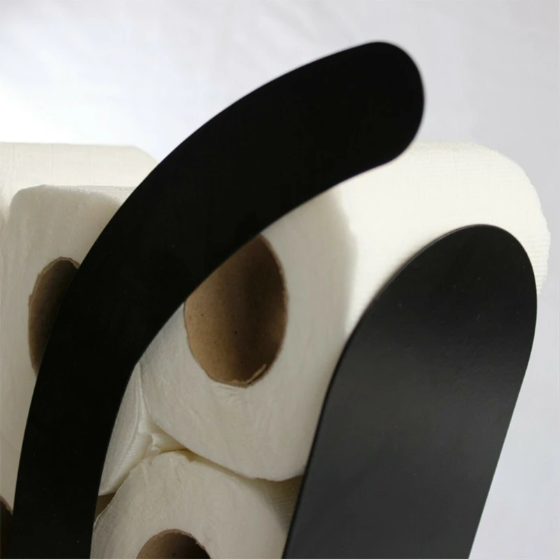 

R58C Black Cat Toilet Roll Holder Bathroom Free Standing Metal Kitten Storage