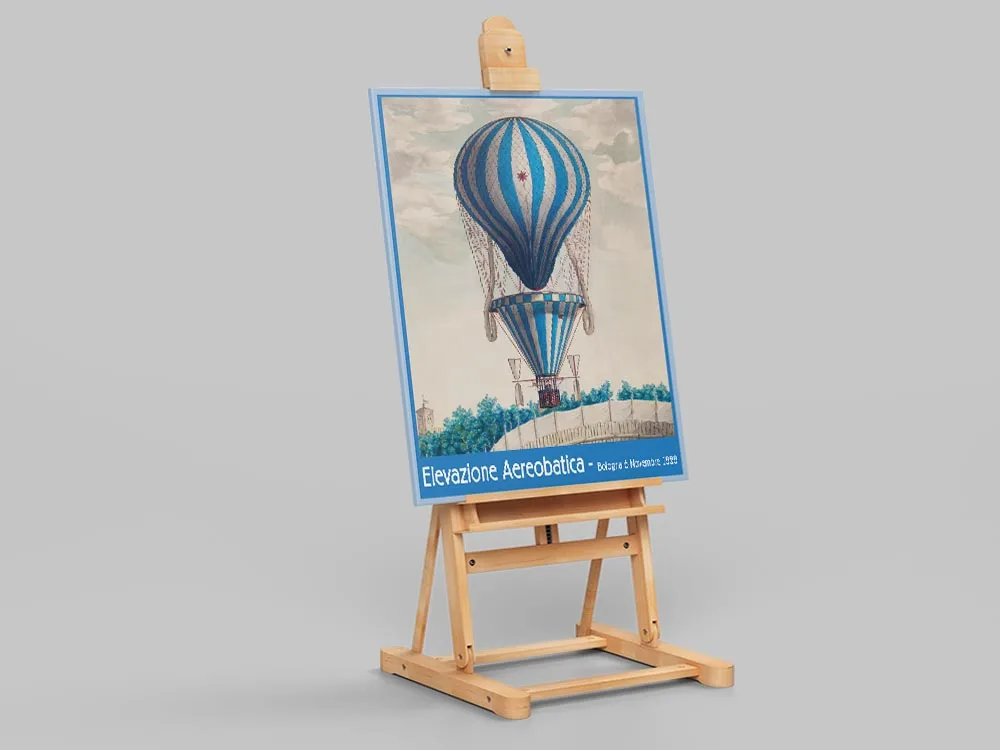 Картина на холсте с воздушным шаром и розовым небом |