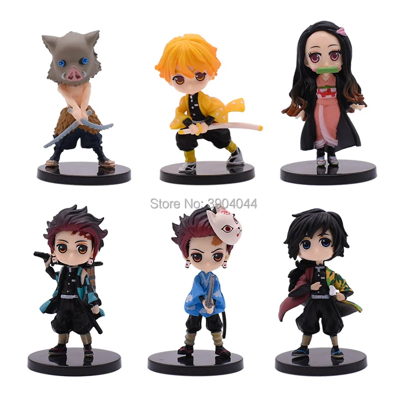 2/3/4/5/6/шт. Уничтожитель демонов Nezuko Zenitsu Tanjirou Giyuu Inosuke Q Ver. Фигурки героев аниме Kimetsu