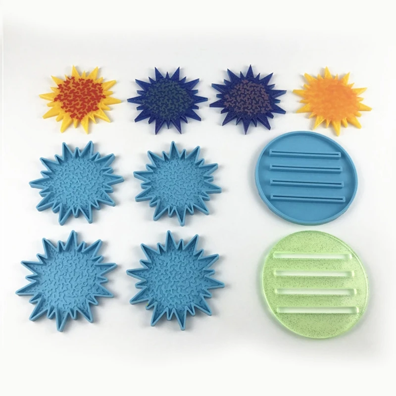 

5 Pcs/Set Coaster + Stand Epoxy Resin Mold Cup Mat+Holder Base Casting Silicone Mould DIY Crafts Jewelry Decoration Tool