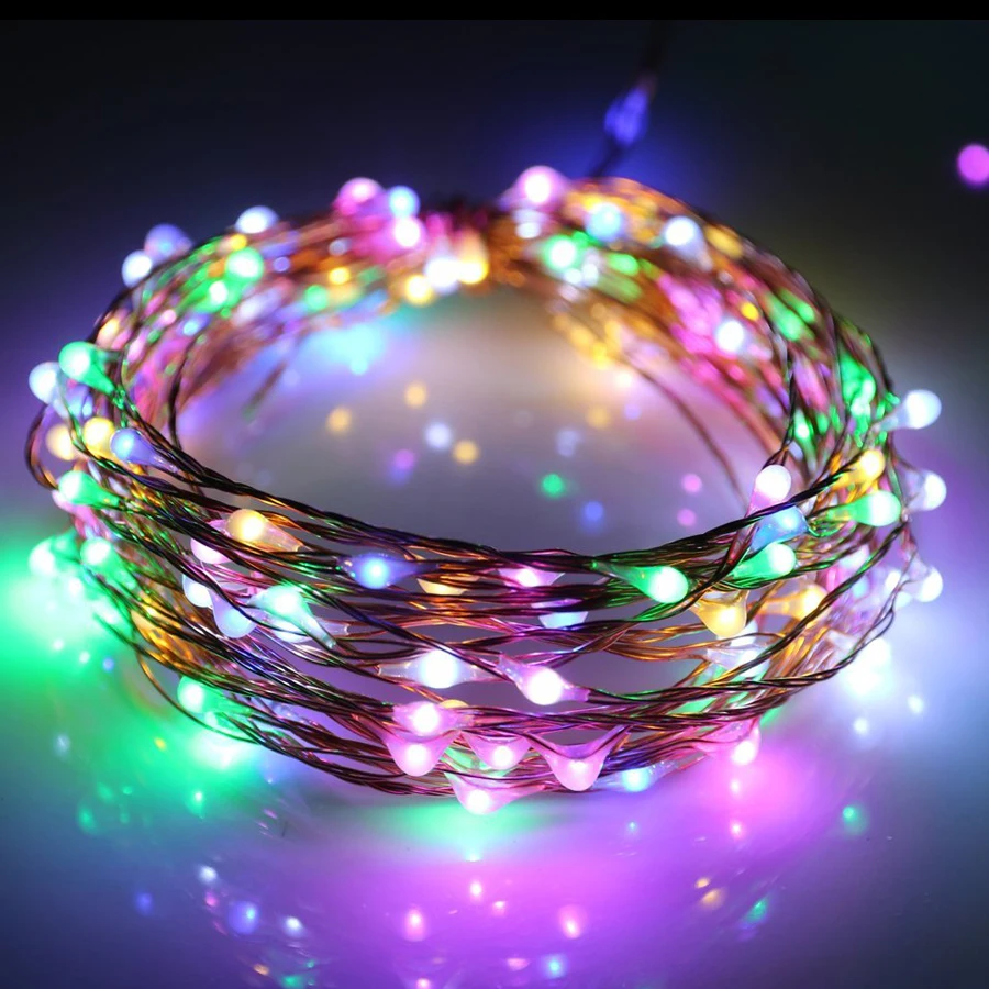 

Светодиодная гирлянда с медной проволокой, многоцветсветильник шнурок для рождественской елки, свадьбы, вечеринки, украшения дома, питание от аккумулятора, 1 м, 2 м, 3 м, 5 м