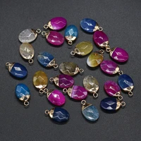 natural stone pendant oval shape faceted semi precious exquisite charm for jewelry making diy necklace earrings accessories