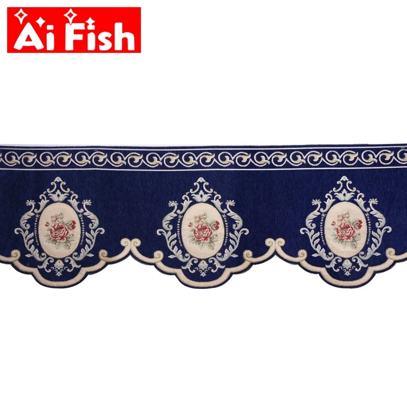 1 шт. темно-синие оконные шторы из синели жаккардовые цветы вышивка только