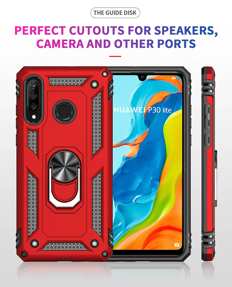 

Armor Rugged Phone Case For Huawei Honor Mate 20 30 P20 20X P30 9X 10 Lite Pro 2019 FashionRing Hold Anti Fall Protection Cover