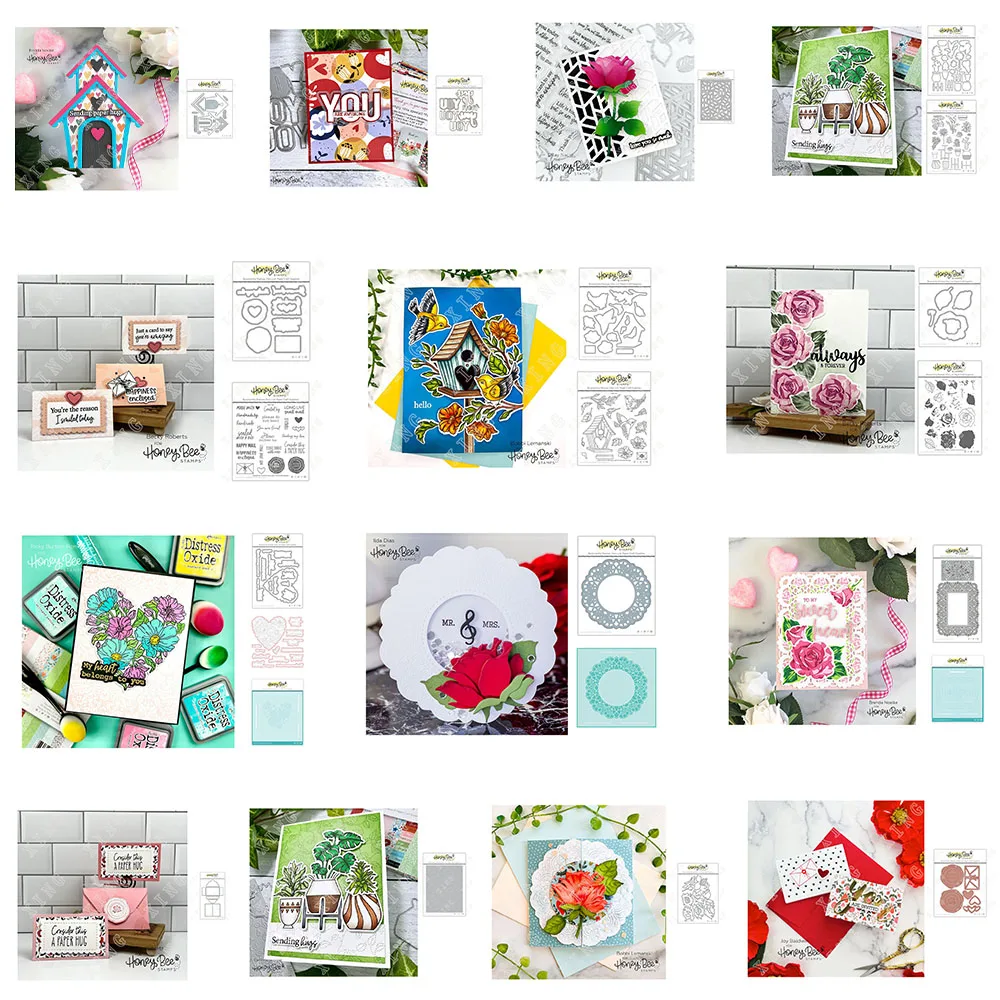

Sweetheart Roses Plants Lace Bird House Frames New Metal Cutting Dies and Stamps Hot Foil Stencils Diy Scrapbook Stickers Moulds