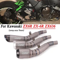 slip on for kawasaki zx6r zx 6r zx636 2009 2021 motorcycle exhaust system modify muffler escape moto titanium alloy mid tailpipe