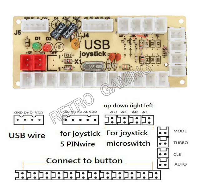 

Arcade Mame Game Parts Zero Delay Encoder Control Board to PC Diy Kit 5pin Joystick 30mm Copy Sanwa Push Button 2.8mm Cable