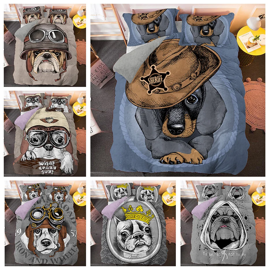 2/3 шт. набор постельных принадлежностей с мультяшным Мопсом|Комплекты