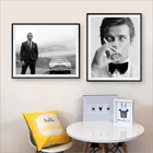 Шпионский фильм джентльмена 007 плакат Бонд тачки черно-белый актер настенные художественные принты картина для гостиной домашний декор холст живопись