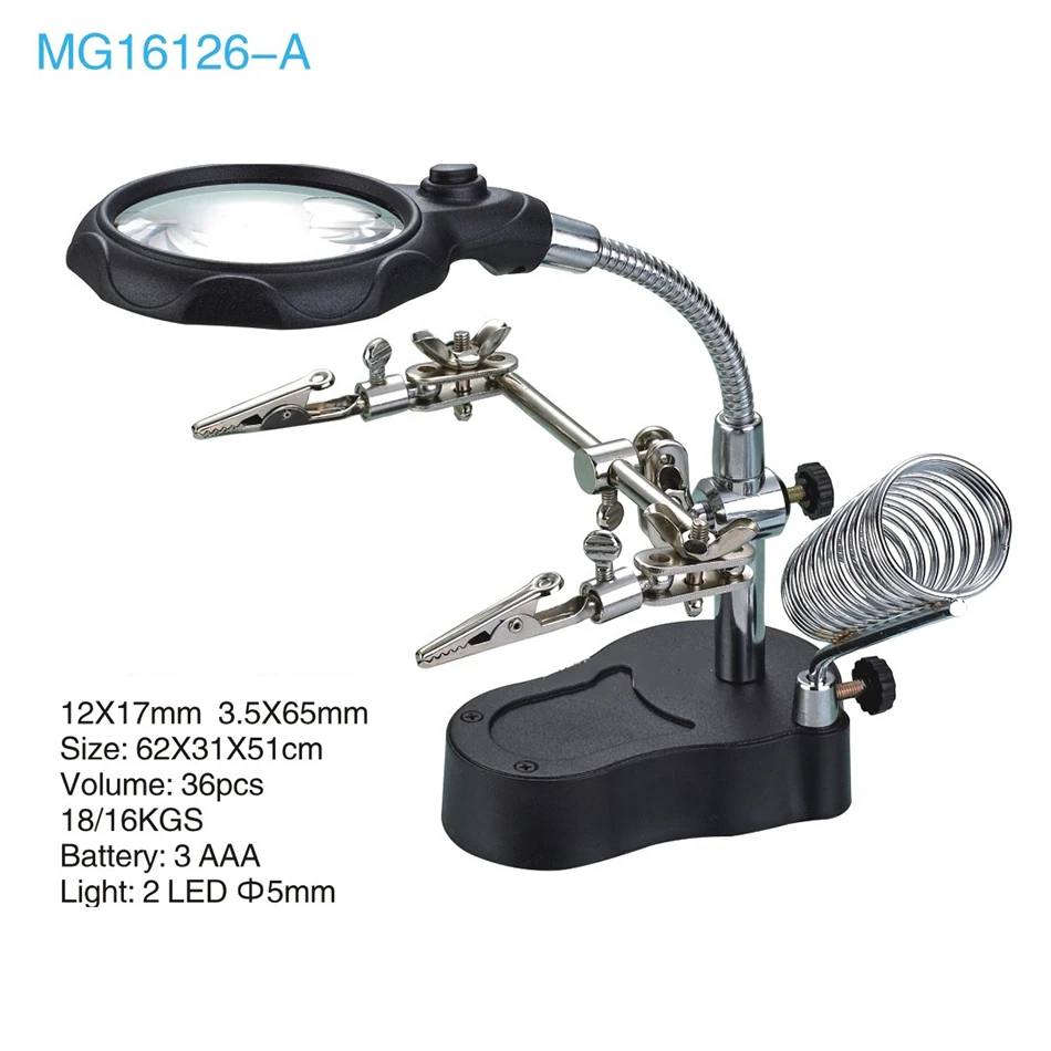 Сварочное увеличительное стекло с светодиодный светильник 3.5X 12X объектив