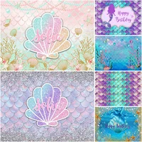 mermaid princess backdrops for photography baby birthday mermaid scales tail photocall seabed shell backgrounds photo studio