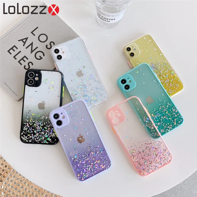 Роскошный чехол с блестками и градиентом для телефона iPhone 12 Pro Max Mini 11 X XR XS 8 7 Plus 6S SE