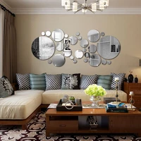 28 pcs new mirror wall sticker round shape stickers decal living room home decor diy creative modern background wall decoration