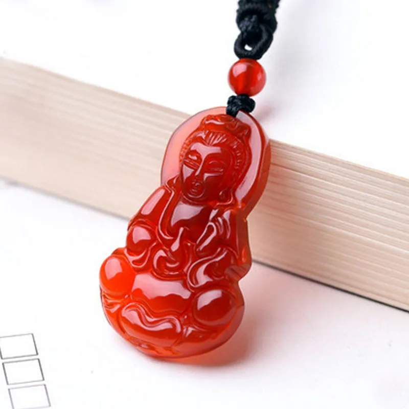 Colar pengte de buda guanyin натуральный защищенный красный цвет кальдения joias finas para homens e