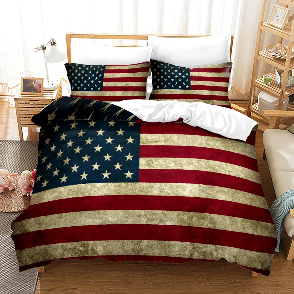 American Flag Bedding Set Fashion 3D Printed Comforter Luxury Duvet Cover Bed Linen Queen King Single Size Dropshipping | Дом и сад