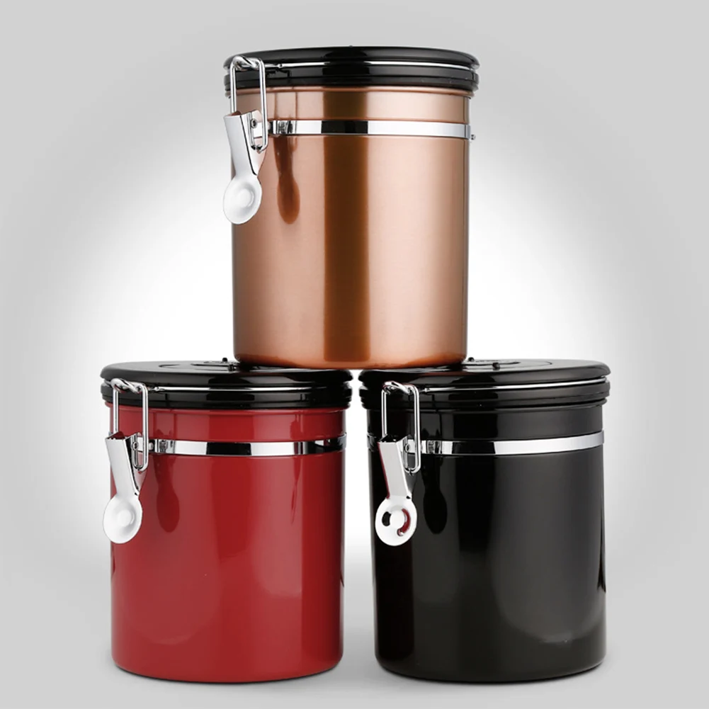 

304 Stainless Steel Airtight Coffee Container Storage Canister Set Coffee jar Canister With Scoop For Coffee Beans Tea 1.8L
