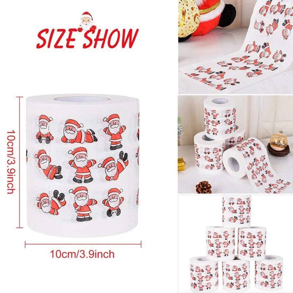 10*10*10cm Christmas Pattern Series Roll Paper Prints Funny Toilet Supplie Xmas Decor 2022 New Year | Дом и сад