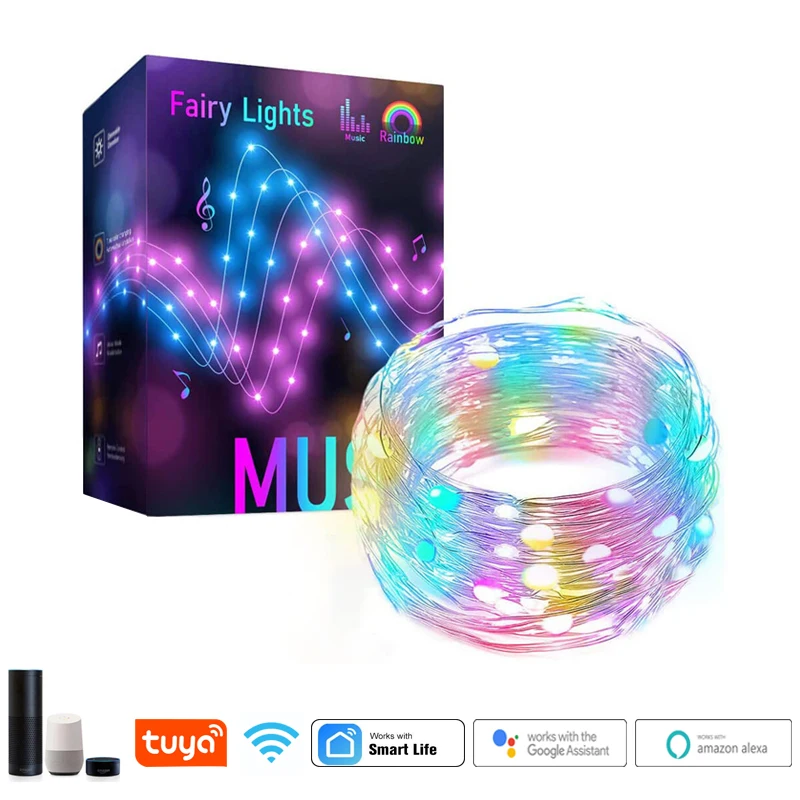 Tuya Smart WiFi LED Light String Voice Control RGB USB Light Strip Work With Alexa Google Home IR Remote For Festival Decor