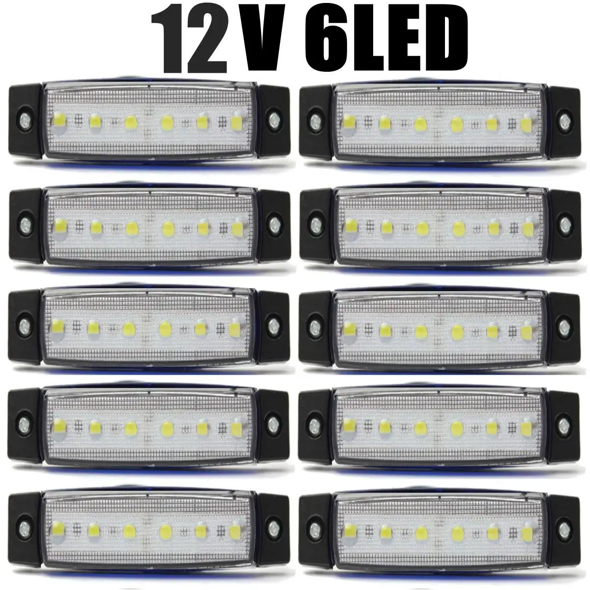 10pcs 12V white 10/30 шт красный+ белый+ желтый автомобиль Внешнее освещение светодиодный 12V 6 Автомобильный светодиодный SMD Автомобильные шины для грузовиков вагонов боковые габаритные светодиодный индикатор прицеп светильник - Цвет: 10pcs 12V white