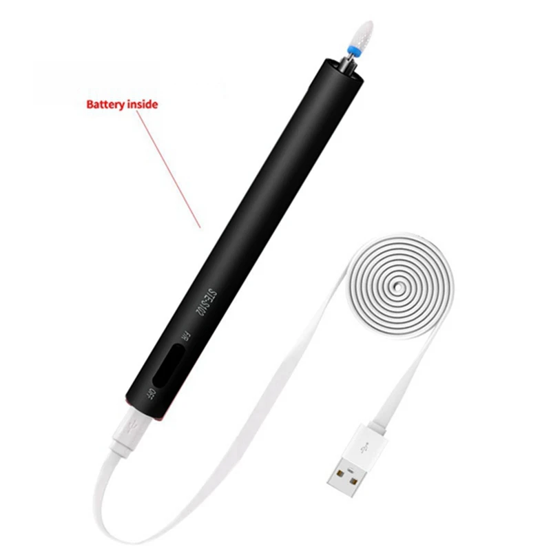 

USB Charging Mini Electric Nail Drill Pen Nail Polishing Machine Light Weight Rechargeable Grinding Machine with LED Lighting-Bl