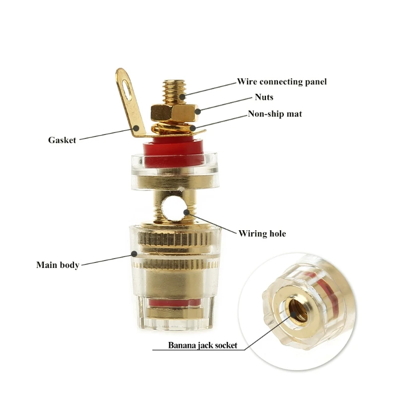 1 Pair 4mm Binding Post Terminal Speaker Test Banana Plug Socket Connector Amplifier 4XFD | Обустройство дома