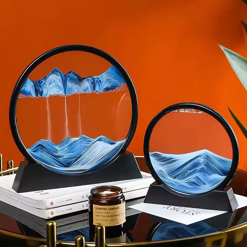 3D 7/12 дюймов креативный стеклянный песочный пейзаж в движении часовой движущийся