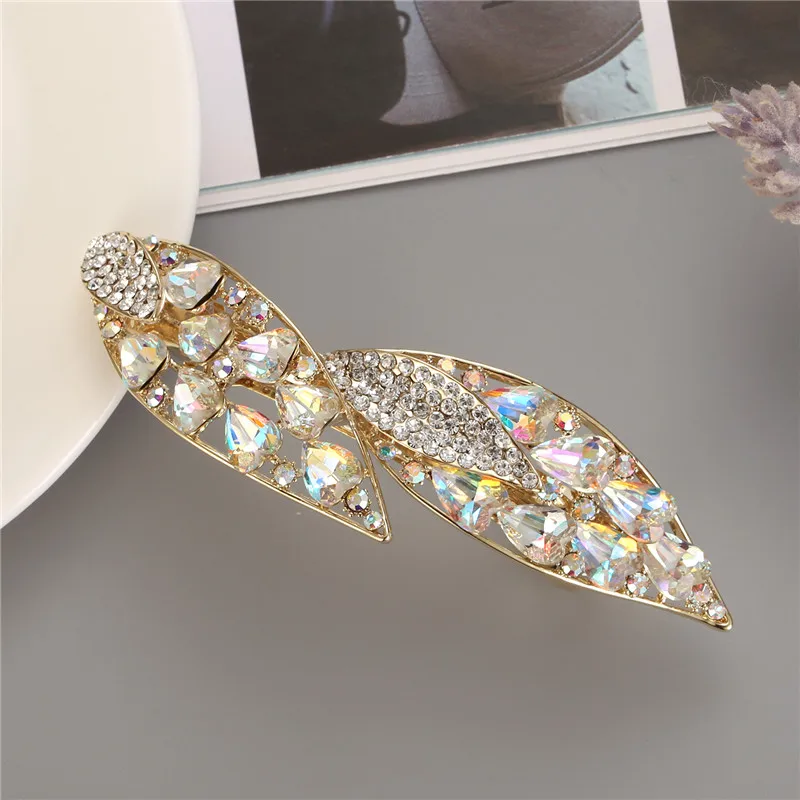 2020 New Metals Crystal Hair Clips Rhinestone Pins Bow Knot Top Grade Barrette Sector Hairgrips Women Girl Styling | Украшения и