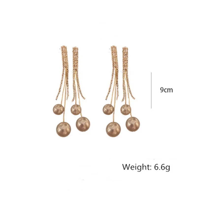 

FYUAN Long Tassel Crystal Drop Earrings for Women Pearl Rhinestone Dangle Earrings Weddings Jewelry Gifts Bijoux