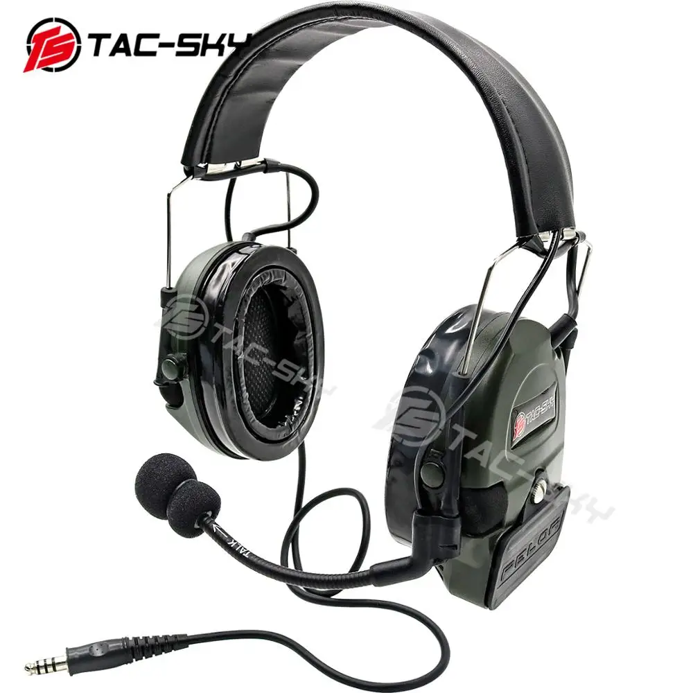 TAC-SKY Military Noise Reduction Pickup Tactical Headset COMTAC I Silicone Earmuff Version FG+ U94 PTT Walkie-Talkie Accessories