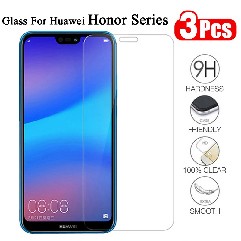 Закаленное стекло для Huawei 1 3 шт. Защита экрана Honor 6 7 8 9 Lite 9H Premium 20 10 10i 8S 8A 8C