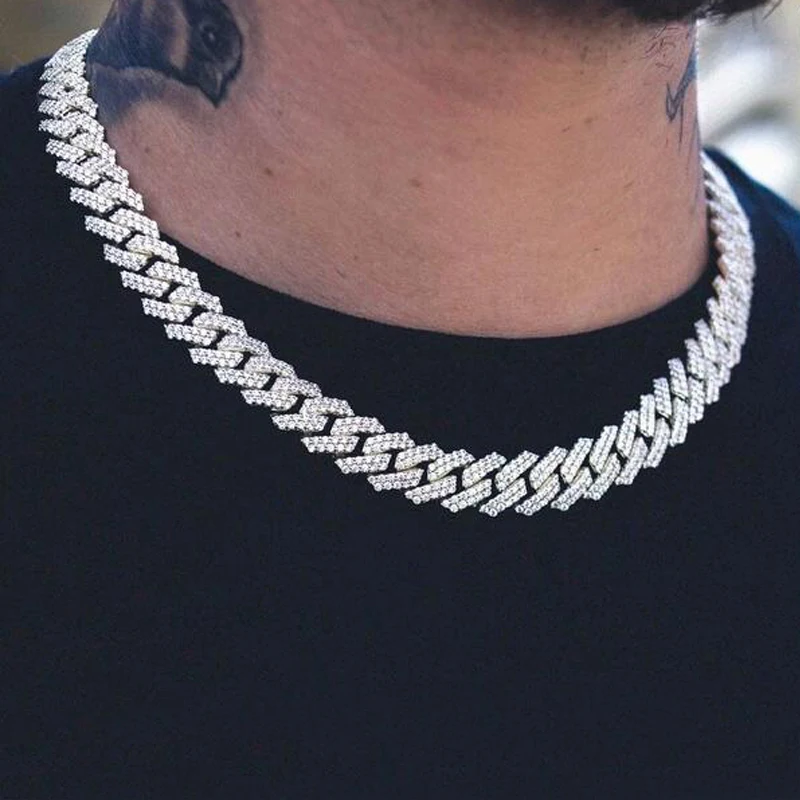 

Hip Hop 14mm 7"/ 8"/16"/18"/20"/24" Simulated Lab Zircon Iced Out Miami Curb Link Chain Bracelet Necklace Set For Men Jewelry