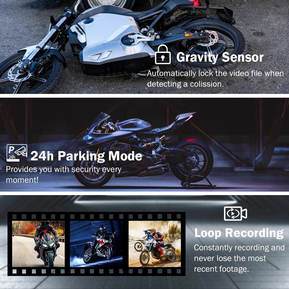 Двойная камера передний и задний мотоциклетный видеорегистратор F9D с TPMS SONY Starvis 4 0
