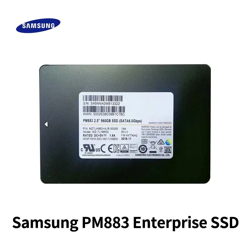 

SAMSUNG PM883 серии 480 ГБ 960 1,9 ТБ 3,8 ТБ SATA 6 Гбит/с 2,5 дюймов внутренняя предприятия твердотельный накопитель
